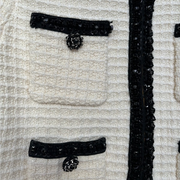 Self Portrait Cream textured knit cardigan size S - Picture 6 of 9